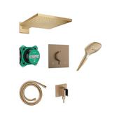 hansgrohe Raindance E Set Doccia da Incasso con Miscelatore termostatico | Bronzo Spazzolato, doccia a pioggia con braccio, doccetta, supporto e tubo flessibile, termostato, iBox Universal 2, 24623140