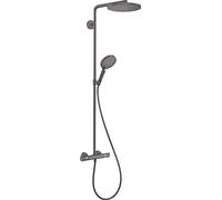 hansgrohe Raindance S - Colonna doccia a risparmio idrico (EcoSmart+) con miscelatore termostatico, Sistema doccia con rubinetto, doccetta, tubo, asta, soffione doccia, cromo nero spazzolato, 28825340