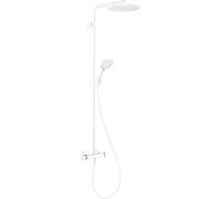 hansgrohe Raindance S - Colonna doccia a risparmio idrico (EcoSmart+) con miscelatore termostatico, Sistema doccia con rubinetto, doccetta, tubo, asta e soffione doccia, bianco opaco, 28825700