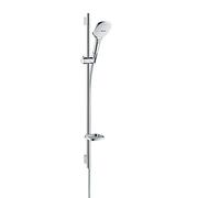 hansgrohe Raindance Select E Set doccia 120 3 getti EcoSmart 9 l/min con asta doccia 90 cm e portasapone, bianco/cromo, 26623400