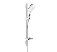 hansgrohe Raindance Select E set doccia con asta saliscendi e mensola, 3 tipi di getto, 26620400, Raindance Select E bianco/cromo [Rubinetteria Bagno > Set Doccia]