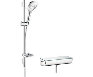 hansgrohe Raindance Select E Sistema doccia esterno 120 con termostatico Ecostat Select e asta doccia 65 cm, cromo, 27038000