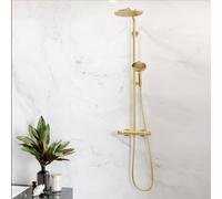 hansgrohe Raindance Select S 240 1jet P PowderRain Showerpipe con termostato, 27633, colorazione: Ottica in oro lucido