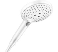 hansgrohe Raindance Select S - Doccetta per doccia a risparmio idrico 5,7 l/min (EcoSmart+), Doccino con 3 getti (incl. PowderRain), Soffione doccia con funzione anticalcare, bianco opaco, 26516700