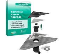 hansgrohe RainDrain Corner, set complet dévacuation ponctuelle, 240/240, acier inoxydable brossé, 56252800, 56252800