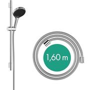 hansgrohe Rainfinity - set de ducha, ducha de mano con barra ducha 65cm, soporte ducha y Designflex flexo textil de ducha 160cm, alcachofa de ducha con 3 tipos de chorro, cromo, 28745000