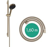 hansgrohe Rainfinity - set de ducha, ducha de mano con barra ducha 65cm, soporte ducha y Designflex flexo textil de ducha 160cm, alcachofa de ducha con 3 tipos de chorro, bronce cepillado, 28745140