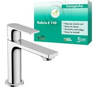 hansgrohe Rebris E miscelatore monocomando per lavabo 110 con scarico, sporgenza 133 mm, 72557, Colorazione: cromo
