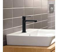 hansgrohe Rebris E miscelatore monocomando per lavabo 110 con scarico, sporgenza 133 mm, 72557, Colorazione: Nero opaco