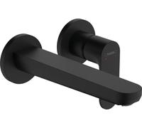 hansgrohe Rebris S miscelatore da incasso per lavabo, rubinetto per lavabo bagno per montaggio a parete con bocca di erogazione 20,5 cm e scarico non bloccabile, risparmio idrico, nero opaco