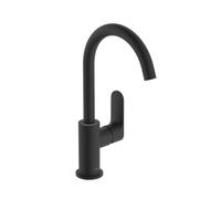 hansgrohe Rebris S miscelatore per lavabo, rubinetto per bagno con altezza bocca 210 mm, con scarico a tirante, miscelatore per bagno a risparmio idrico, orientabile a 120°, nero opaco