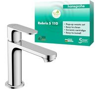 hansgrohe Rebris S Mitigeur monocommandé pour lavabo 110 avec vidage à tirette, saillie 133 mm, 72517000, 72517000, Colorazione: cromo