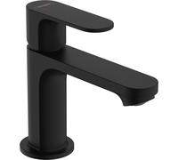 hansgrohe Rebris S - Rubinetto per lavabo con scarico a tirante in metallo, risparmio energetico (CoolStart), Miscelatore lavabo risparmio idrico (EcoSmart), altezza bocca 84 mm, nero opaco, 72584670