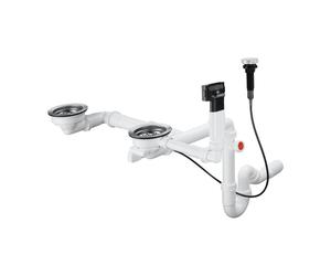 hansgrohe set raccordo di scarico e troppopieno per azionamento automatico per lavabi doppi, 43938000, Universal cromo [Lavelli da Cucina > Accessori per Lavelli da Cucina]