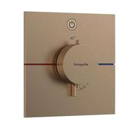 hansgrohe ShowerSelect Comfort E - Miscelatore termostatico incasso, Rubinetto termostatico con blocco di sicurezza (SafetyStop) a 40° C, Termostato quadrato, 1 utenza, bronzo spazzolato