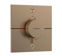 hansgrohe ShowerSelect Comfort E thermostat, encastré, 2 consommateurs, rosace carrée, 15572140, 15572140, Colorazione: Bronzo spazzolato