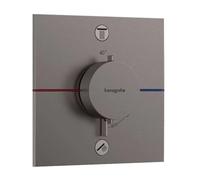 hansgrohe ShowerSelect Comfort E - Miscelatore termostatico incasso, Rubinetto termostatico con blocco di sicurezza (SafetyStop) a 40° C, Termostato quadrato, 2 utenze, cromo nero spazzolato