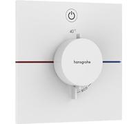 hansgrohe DocciaSelect Comfort E termostatico, da incasso, 1 utenza, rosone quadrato, con pulsante, 15571, Colorazione: Bianco Opaco