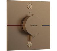 hansgrohe ShowerSelect Comfort E - Miscelatore termostatico incasso, Rubinetto termostatico con blocco di sicurezza (SafetyStop) a 40° C, Termostato quadrato, 2 utenze, bronzo spazzolato