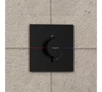 hansgrohe DocciaSelect Comfort E termostatico, da incasso, 1 utenza, rosone quadrato, 15574, Colorazione: nero opaco