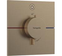 hansgrohe DocciaSelect Comfort E termostatico, da incasso, 1 utenza, rosone quadrato, con pulsante, 15571, Colorazione: Bronzo spazzolato