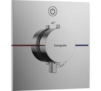 hansgrohe DocciaSelect Comfort E termostatico, da incasso, 1 utenza, rosone quadrato, con pulsante, 15571, Colorazione: cromo