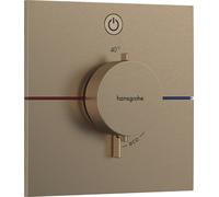 hansgrohe ShowerSelect Comfort E thermostat, encastré, 1 consommateur, rosace carrée, avec bouton, 15571140, 15571140, Colorazione: Bronzo spazzolato