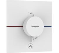 hansgrohe ShowerSelect Comfort E termostatico, da incasso, 1 utenza, una presa supplementare, rosone quadrato 15575, Colorazione: Bianco Opaco