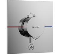 hansgrohe ShowerSelect Comfort E thermostat, encastré, 1 consommateur, une sortie supplémentaire, rosace carrée, 15575000, 15575000, Colorazione: cromo