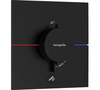 hansgrohe ShowerSelect Comfort E thermostat, encastré, 1 consommateur, une sortie supplémentaire, rosace carrée, 15575670, 15575670, Colorazione: nero opaco