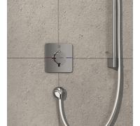 hansgrohe ShowerSelect Comfort Q termostatico, da incasso, 1 utenza, rosone Soft Edge, con pulsante, 15581, Colorazione: cromo