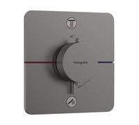 hansgrohe DocciaSelect Comfort Q termostatico, da incasso, 2 utenze, rosone Soft Edge, con combinazione di fusibili, 15586, Colorazione: Cromo nero spazzolato
