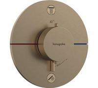 hansgrohe ShowerSelect Comfort S - Miscelatore termostatico incasso, Rubinetto termostatico con blocco di sicurezza (SafetyStop) a 40° C, Termostato rotondo, 2 utenze, bronzo spazzolato