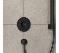 hansgrohe DocciaSelect Comfort S termostatico, da incasso, 1 utenza, rosone rotondo, con pulsante, 15553, Colorazione: nero opaco