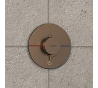 hansgrohe ShowerSelect Comfort S termostatico, da incasso, 1 utenza, una presa supplementare, rosone rotondo 15562, Colorazione: Bronzo spazzolato