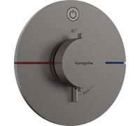 hansgrohe DocciaSelect Comfort S termostatico, da incasso, 1 utenza, rosone rotondo, con pulsante, 15553, Colorazione: Cromo nero spazzolato