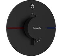 hansgrohe DocciaSelect Comfort S termostatico, da incasso, 1 utenza, rosone rotondo, con pulsante, 15553, Colorazione: nero opaco