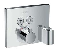 hansgrohe ShowerSelect Miscelatore termostatico ad incasso per 2 utenze con connessione flessibile e supporto doccia cromo, 15765000