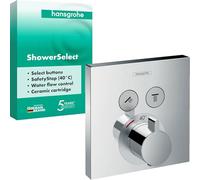 hansgrohe ShowerSelect - Miscelatore termostatico incasso, Rubinetto termostatico con blocco di sicurezza (SafetyStop) a 40° C, Termostato , 2 utenze, cromo, 15763000