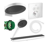 hansgrohe ShowerSelect sistema doccia da incasso con termostatico, 01800180+Set4, ShowerSelect; iBox; Rainfinity; Isiflex; Fixtit Porter bianco opaco/grafite [Rubinetteria Bagno > Sistemi Doccia da In