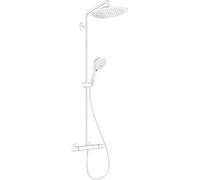 hansgrohe Sistema doccia a risparmio idrico Croma Select S Showerpipe 280 (soffione doccia, asta doccia, termostato, tubo, 3 tipi di getto), bianco opaco