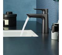 hansgrohe Talis E miscelatore monocomando per lavabo 110, senza scarico a scomparsa, sporgenza 112 mm, Colorazione: Nero spazzolato - 71712340