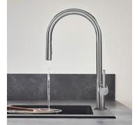 hansgrohe Talis M54 mitigeur monocommande de cuisine 210, douche extractible, 2 jets, sBox, 72801340, 72801340, Colorazione: Cromo nero spazzolato
