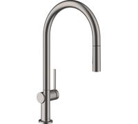 hansgrohe Talis M54 miscelatore monocomando da cucina 210, doccia estraibile, 2jet, sBox, Colorazione: Cromo nero spazzolato - 72801340