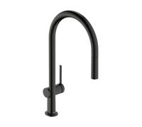 hansgrohe Talis M54 Rubinetto per Lavello da Cucina con Doccetta estraibile | Cromo Nero Spazzolato, altezza bocca 210 mm, girevole 360°, 1 tipo di getto, facile da pulire, max. 7 l/min, 72802340
