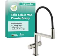 hansgrohe Talis Select M54 PowderSpray - Rubinetto da cucina con doccetta e bocca flessibile 360°, Semi-Pro, Miscelatore cucina con 3 tipi di getto e altezza bocca 210 mm, acciaio Inox, 72861800