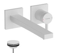 hansgrohe Tecturis E - Rubinetto lavabo a incasso per montaggio a parete, Miscelatore lavabo risparmio idrico (EcoSmart) con bocca di erogazione 22,5 cm, bianco opaco, 73051700