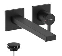 hansgrohe Tecturis E - Rubinetto lavabo a incasso per montaggio a parete, Miscelatore lavabo risparmio idrico (EcoSmart) con bocca di erogazione 22,5 cm, nero opaco, 73051670
