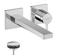 hansgrohe Tecturis E - Rubinetto lavabo a incasso per montaggio a parete, Miscelatore lavabo risparmio idrico (EcoSmart) con bocca di erogazione 22,5 cm, cromo, 73051000