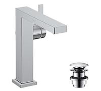 hansgrohe Tecturis E - Rubinetto per lavabo con push-open, risparmio energetico (CoolStart), Miscelatore lavabo risparmio idrico (EcoSmart) con altezza bocca 173 mm, cromo, 73040000